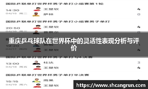 重庆乒乓球队在世界杯中的灵活性表现分析与评价